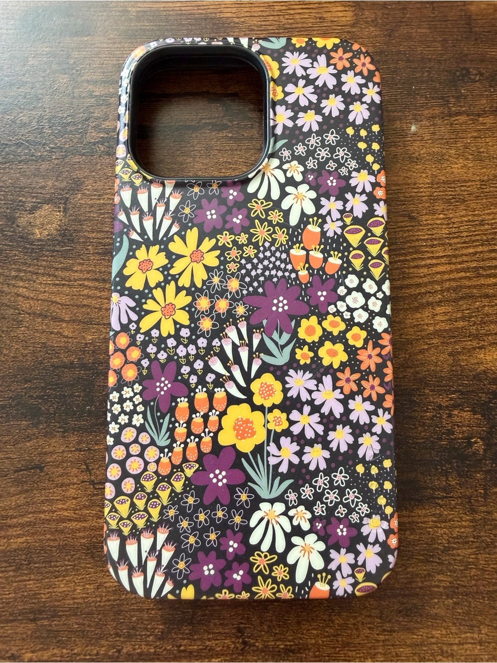 CASELY Bold Floral Pattern Black iPhone 15 Pro Max Case